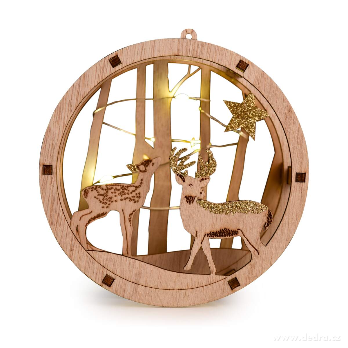 LESNÍ ZÁTIŠÍ SE SVĚTÝLKY, závěsná LED dekorace, Ø 15 cm – náhled 4 | Grand Móda