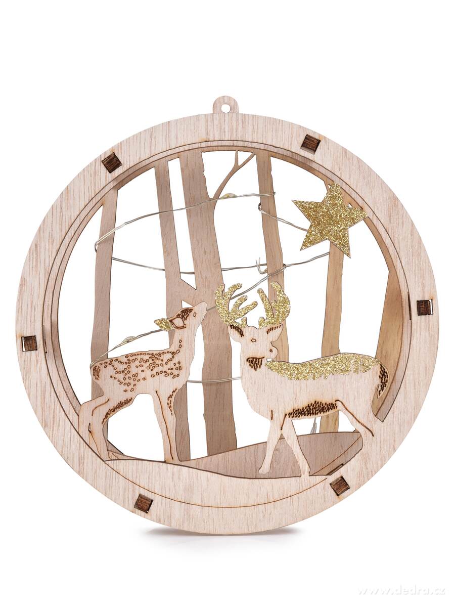 LESNÍ ZÁTIŠÍ SE SVĚTÝLKY, závěsná LED dekorace, Ø 15 cm – náhled 5 | Grand Móda