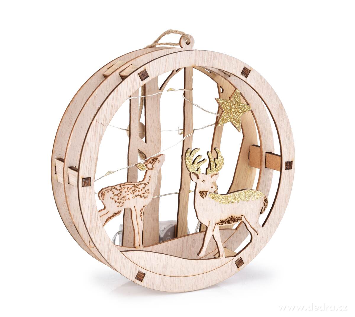 LESNÍ ZÁTIŠÍ SE SVĚTÝLKY, závěsná LED dekorace, Ø 15 cm – náhled 6 | Grand Móda