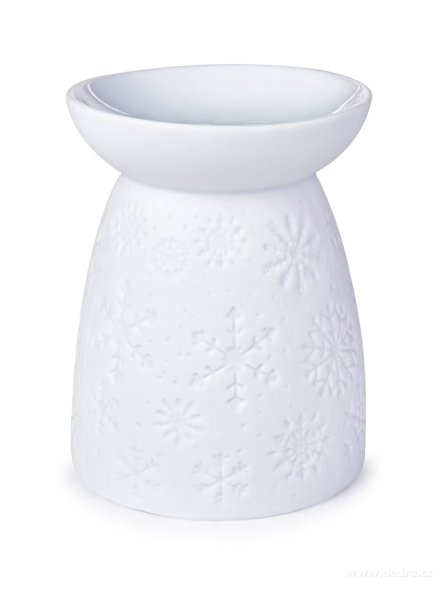GLACIA, Aromalampa s embosovaným motivem vloček, matná bílá keramika – náhled 2 | Grand Móda