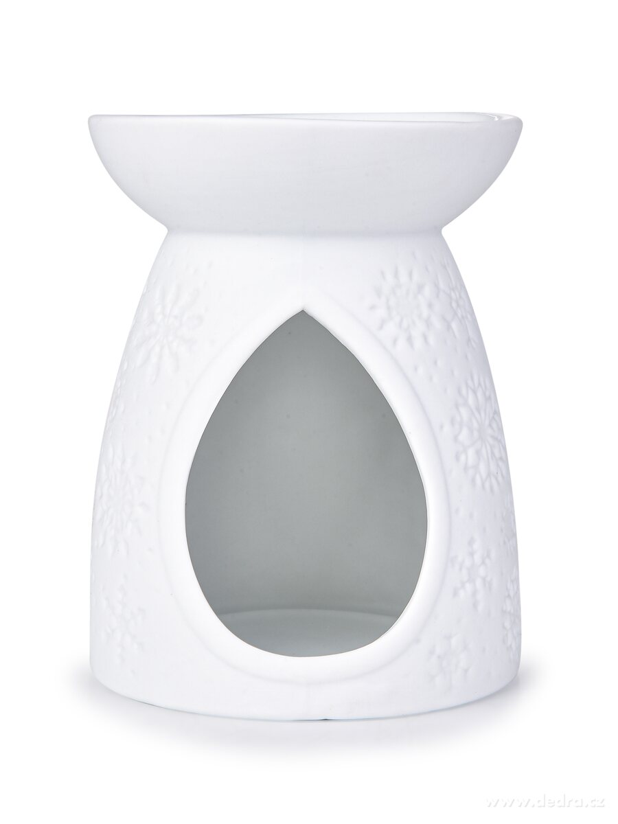 GLACIA, Aromalampa s embosovaným motivem vloček, matná bílá keramika – náhled 4 | Grand Móda