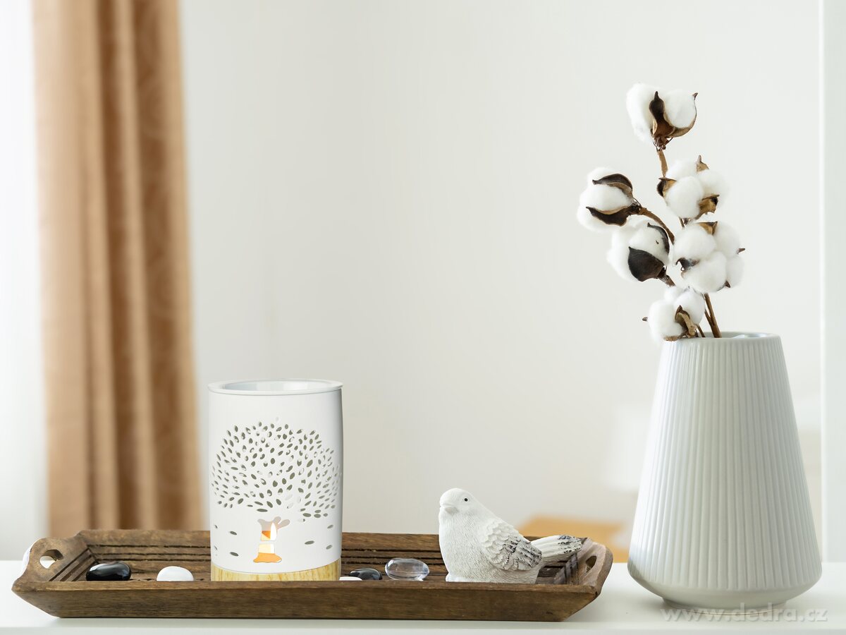 ARBORA, XXL keramická aromalampa s dekorem stromu, matná bílá – náhled 3 | Grand Móda
