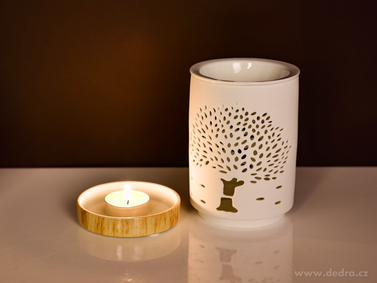 ARBORA, XXL keramická aromalampa s dekorem stromu, matná bílá – náhled 5 | Grand Móda