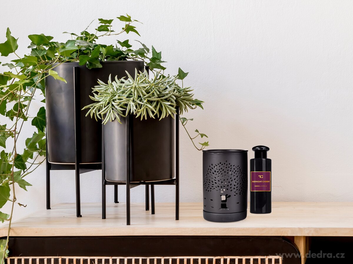 ARBORA, XXL keramická aromalampa s dekorem stromu, matná černá elegance – náhled 3 | Grand Móda