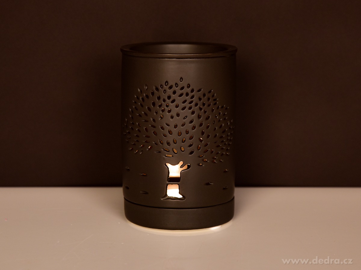 ARBORA, XXL keramická aromalampa s dekorem stromu, matná černá elegance – náhled 5 | Grand Móda