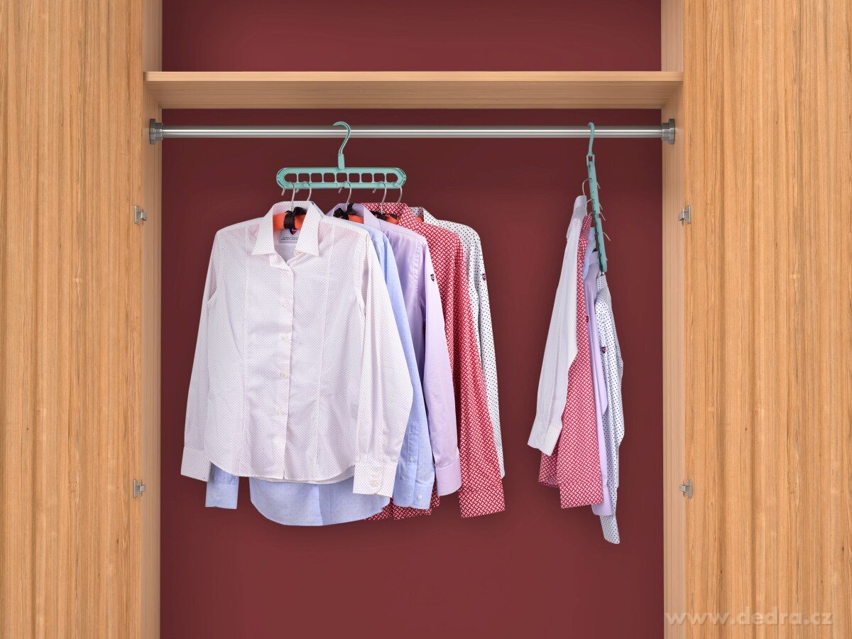 RAMÍNKÁTOR, Úsporný skládací věšák do skříně, na 9 ramínek | Vďíáky a ramínka | Grand Móda