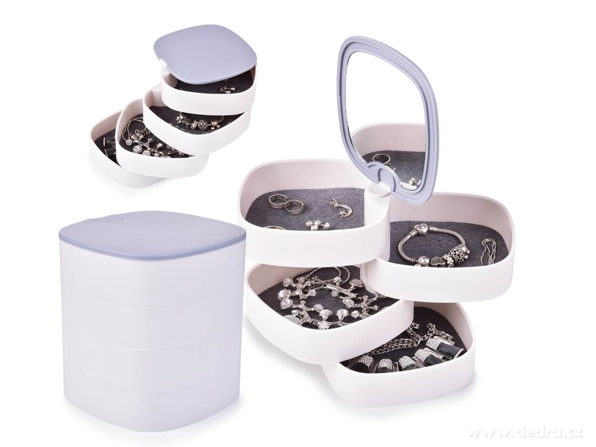 BEAUTY, 4patrová otočná šperkovnice se zrcátkem a polstrováním | Boxy, ukládání vďcí | Grand Móda