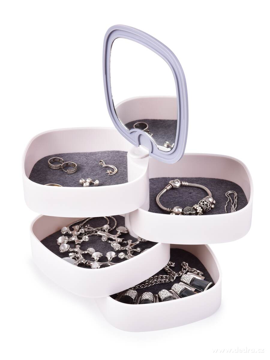 BEAUTY, 4patrová otočná šperkovnice se zrcátkem a polstrováním – náhled 2 | Grand Móda