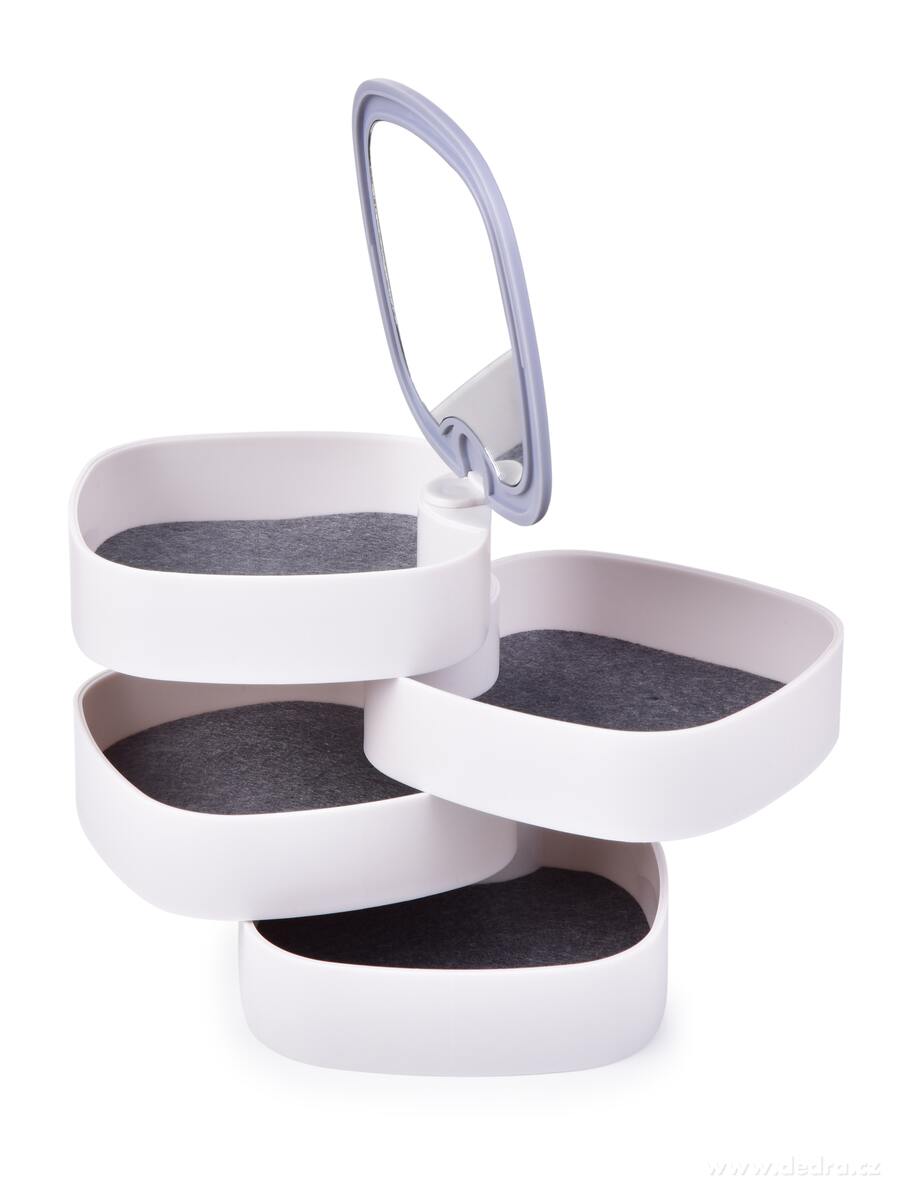 BEAUTY, 4patrová otočná šperkovnice se zrcátkem a polstrováním – náhled 4 | Grand Móda