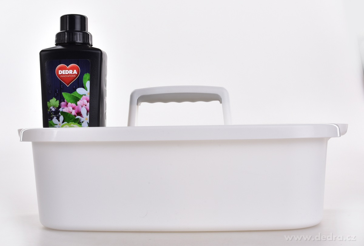 VODNESÚKLID, nosič na úklidové prostředky, praktický plastový organizér s madlem, 42 cm, bílý – náhled 6 | Grand Móda