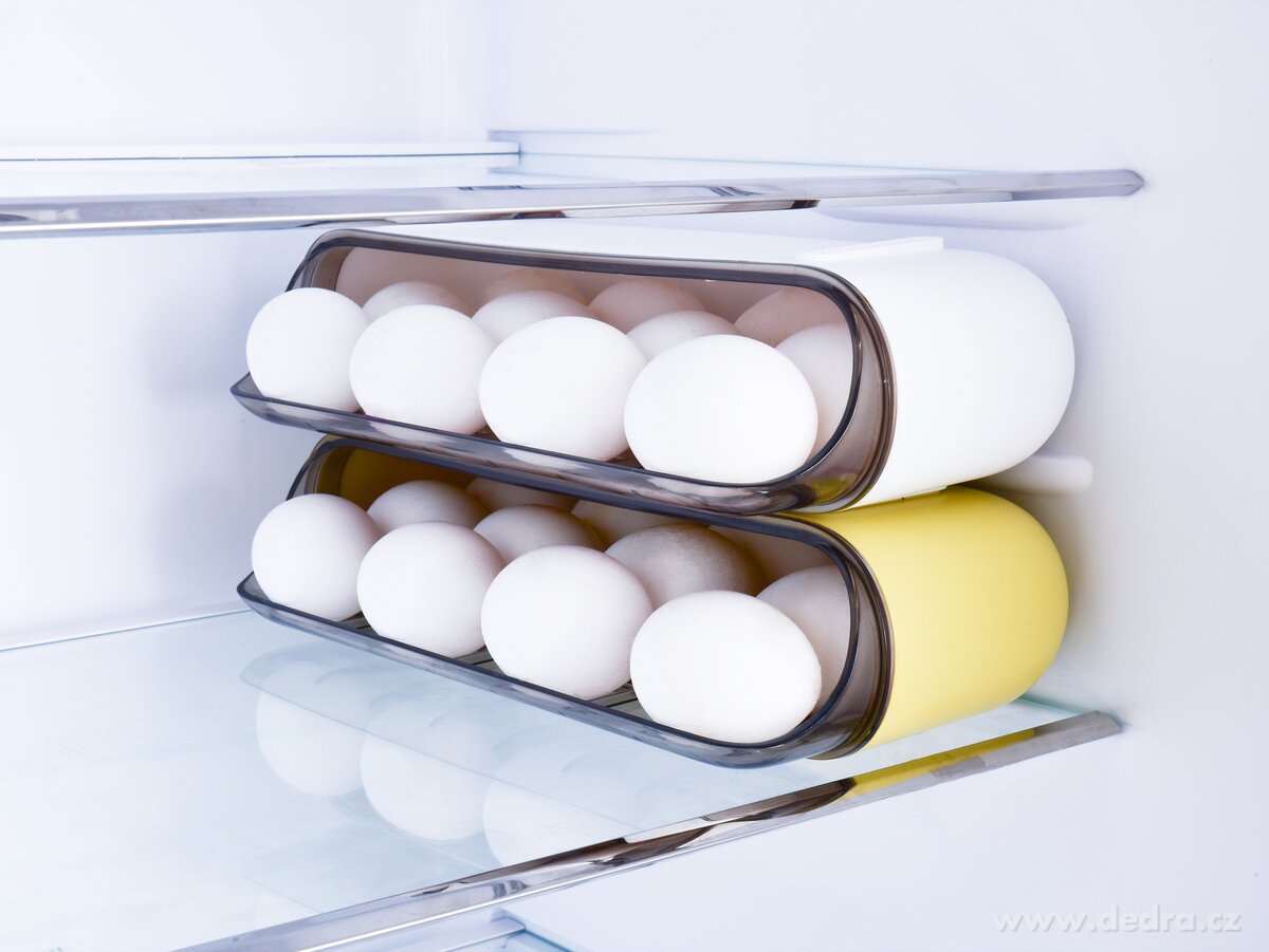 EGGY, samospádový box na vajíčka 12 ks, stohovatelný zásobník do lednice – náhled 4 | Grand Móda