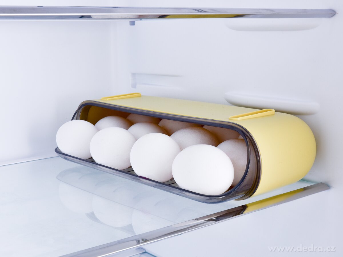 EGGY, samospádový box na vajíčka 12 ks, stohovatelný zásobník do lednice – náhled 3 | Grand Móda