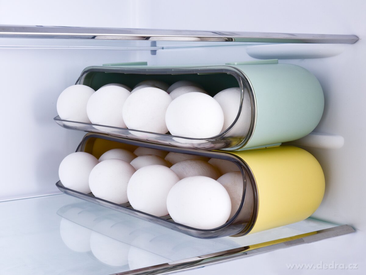 EGGY, samospádový box na vajíčka 12 ks, stohovatelný zásobník do lednice – náhled 4 | Grand Móda