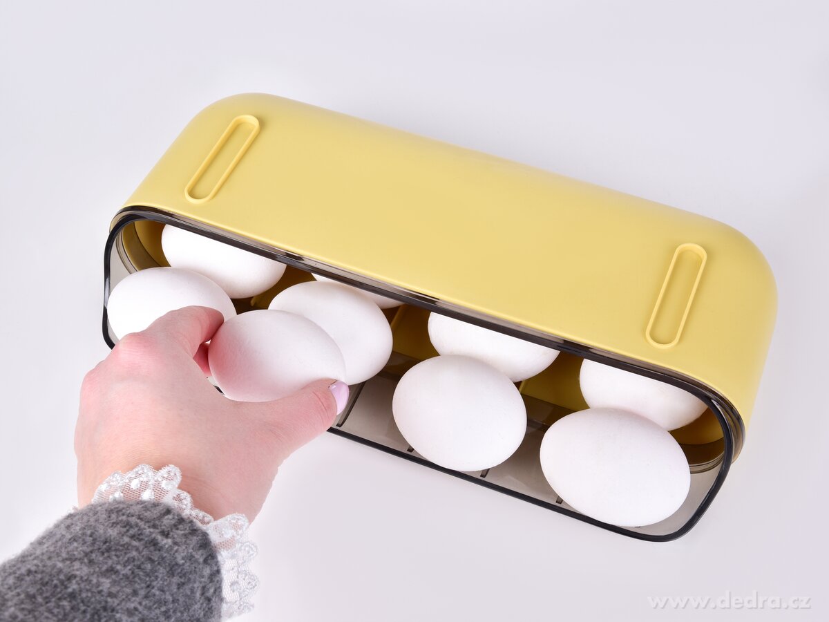 EGGY, samospádový box na vajíčka 12 ks, stohovatelný zásobník do lednice – náhled 5 | Grand Móda