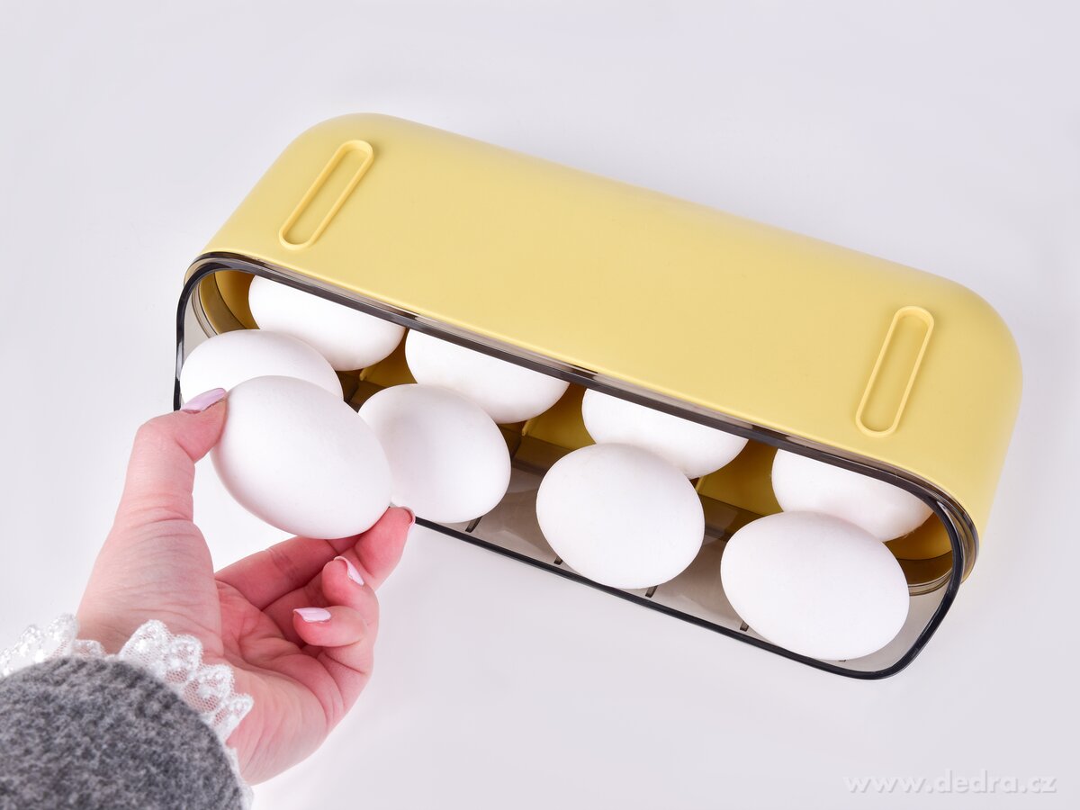 EGGY, samospádový box na vajíčka 12 ks, stohovatelný zásobník do lednice – náhled 6 | Grand Móda