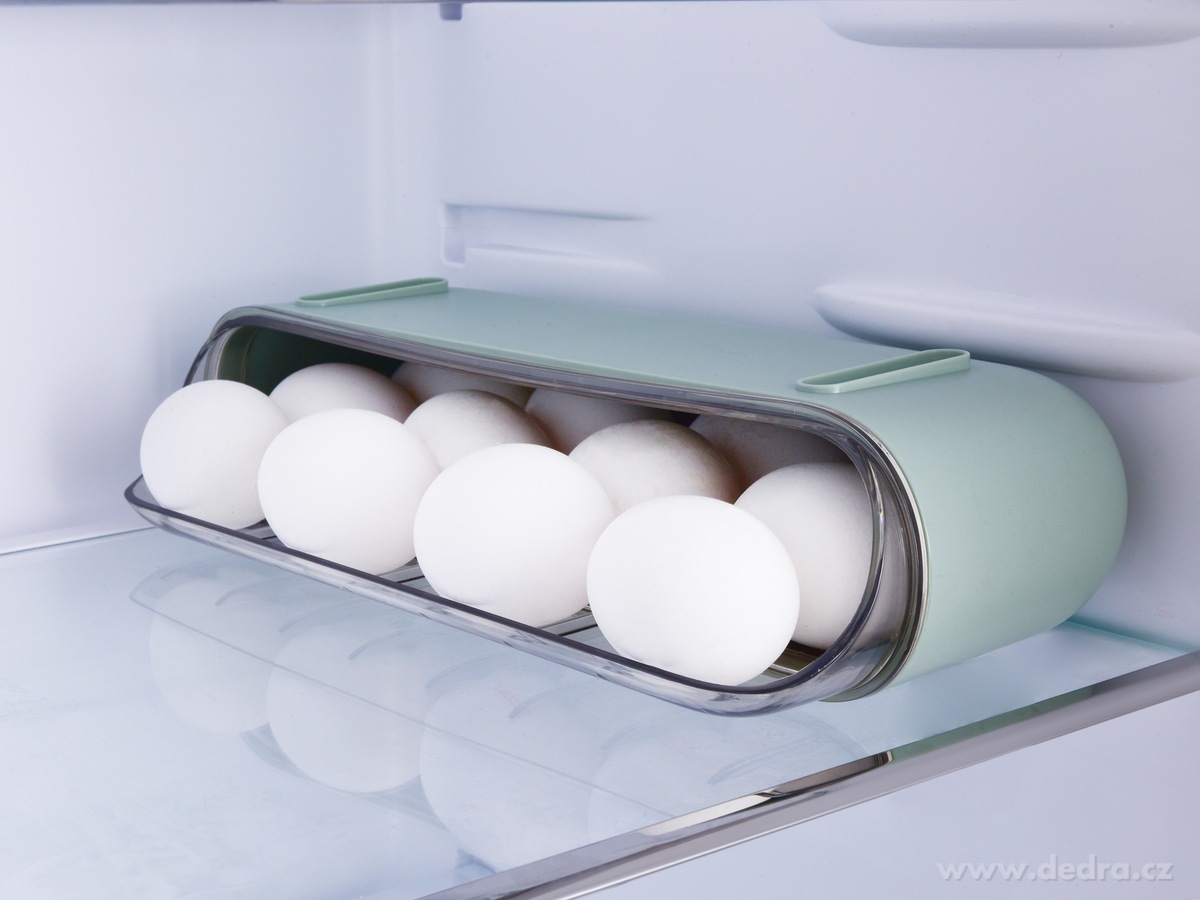 EGGY, samospádový box na vajíčka 12 ks, stohovatelný zásobník do lednice – náhled 3 | Grand Móda