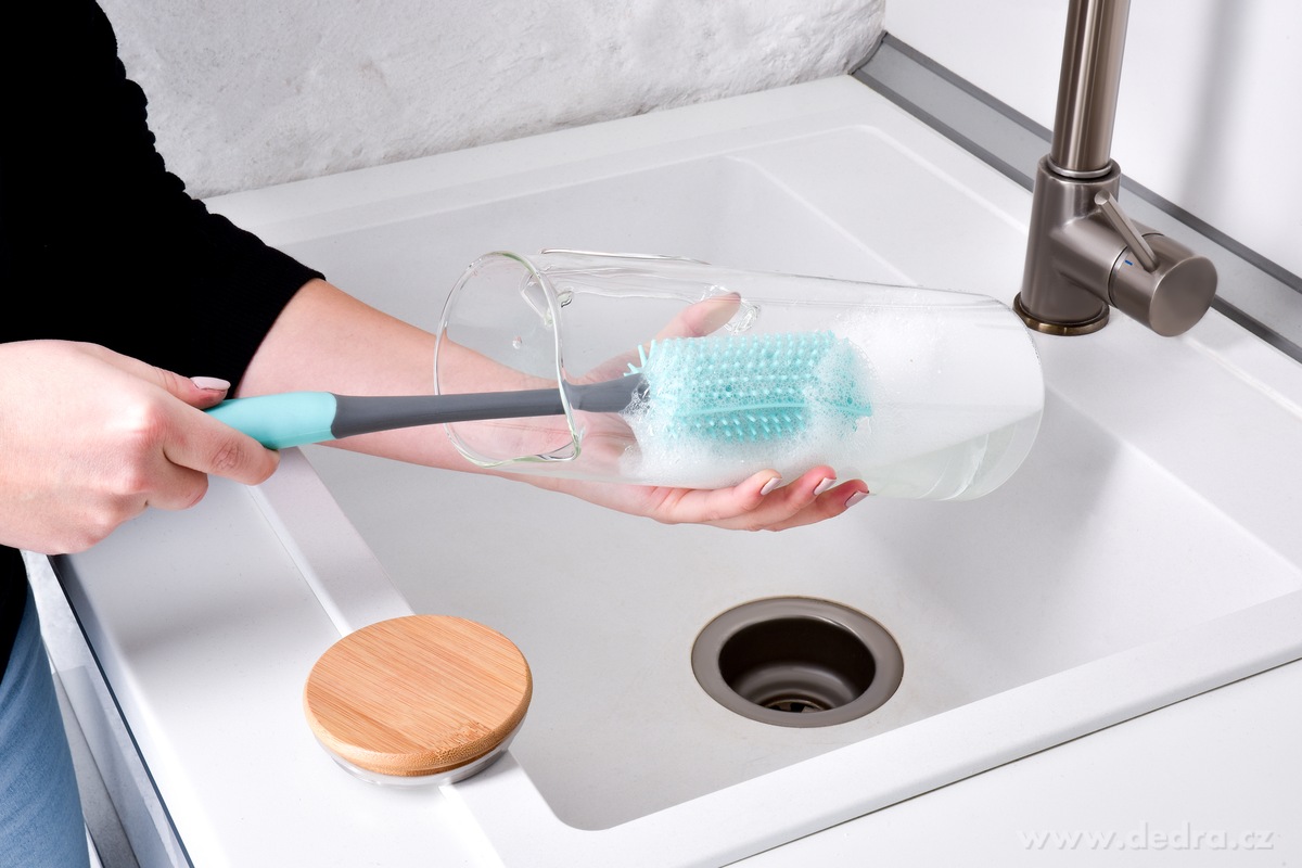 GoEco®, Silikonová stěrka na lahve a vázy 2v1, pružná hlava, snadné čištění, mintová – náhled 3 | Grand Móda