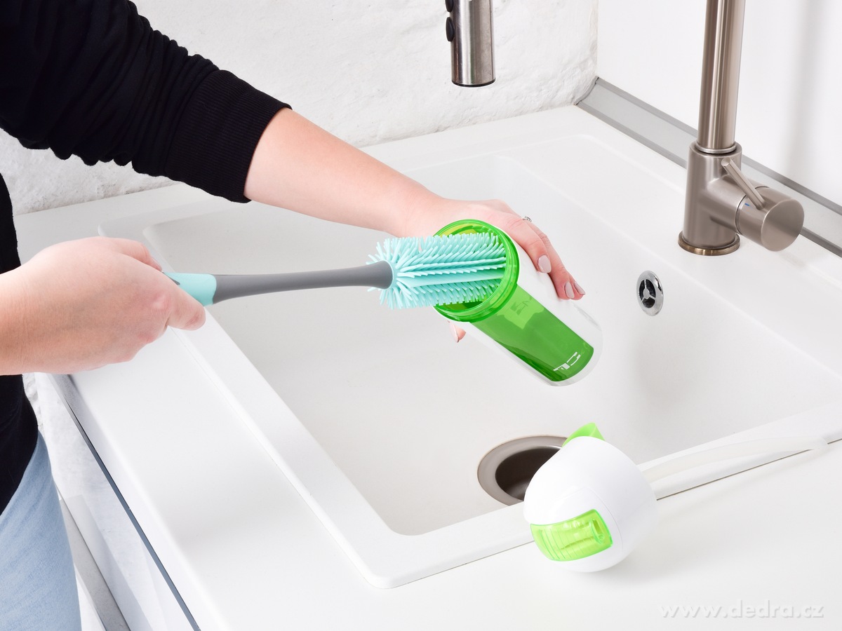 GoEco®, Silikonová stěrka na lahve a vázy 2v1, pružná hlava, snadné čištění, mintová – náhled 4 | Grand Móda