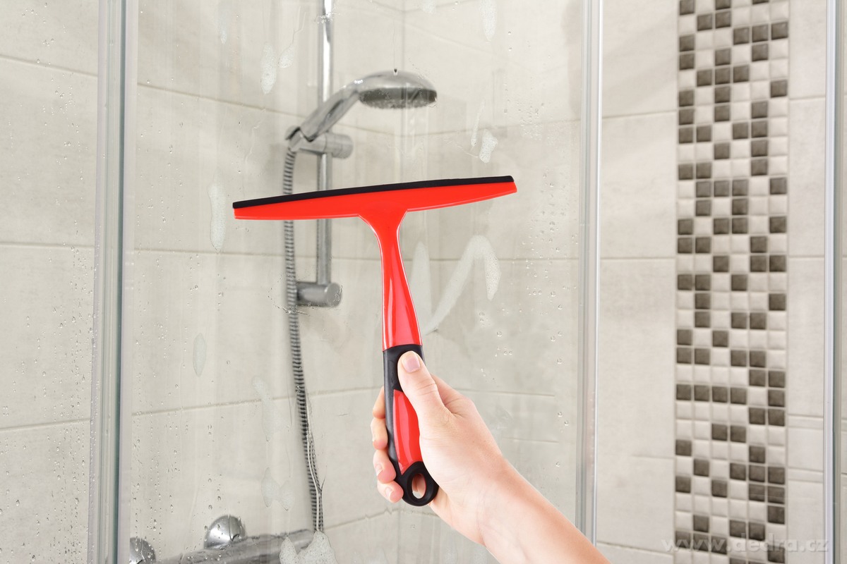 GoEco®, Stěrka na okna, skla & zrcadla 22 cm, protiskluzová rukojeť, červená – náhled 2 | Grand Móda