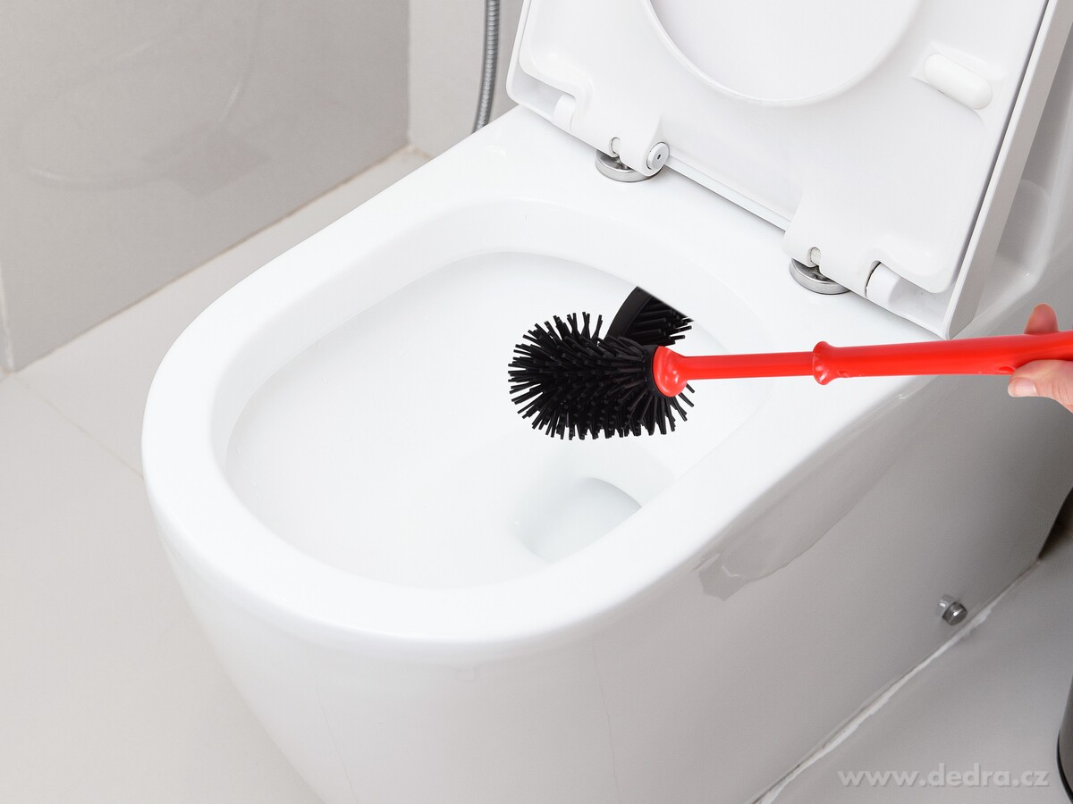 GoEco®, Silikonová kulatá WC štětka 41 cm, doživotní & snadno omyvatelná, červená – náhled 3 | Grand Móda