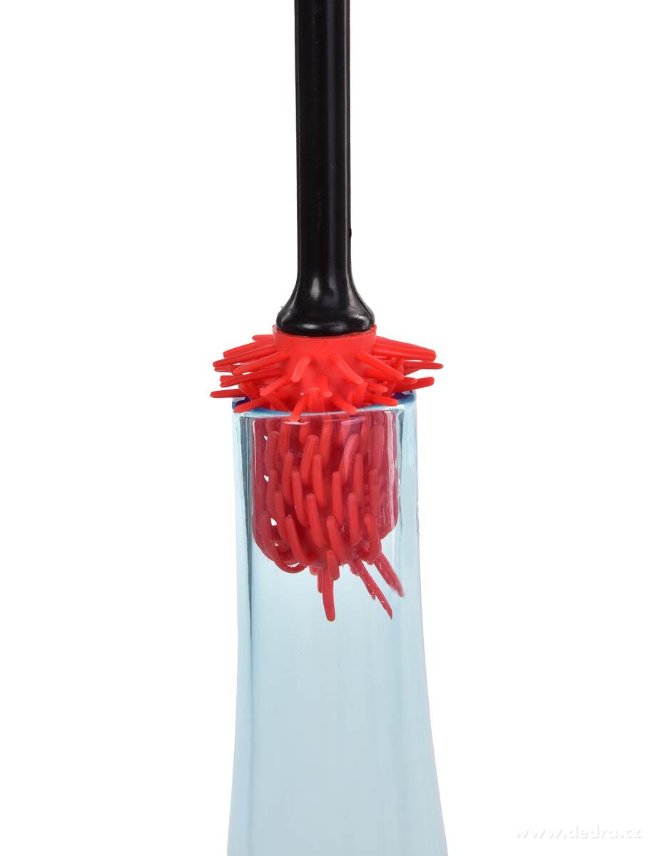 GoEco®, Doživotní kartáč na lahve & vázy, silikonové štětiny & pružná hlava, červený – náhled 5 | Grand Móda