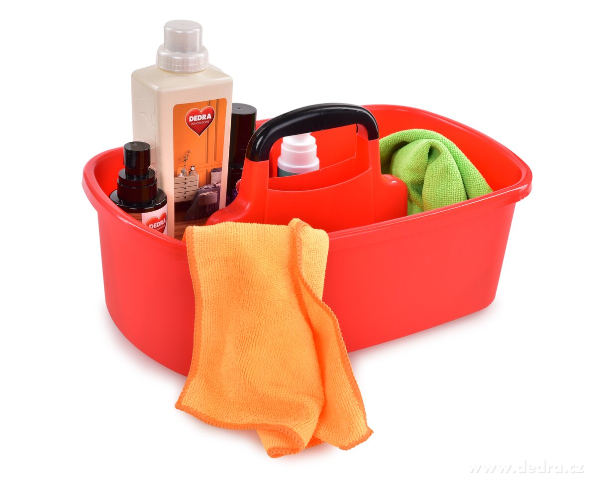 VODNESÚKLID, nosič na úklidové prostředky, plastový organizér s madlem, 40 cm, červený | Organizéry a nosiče | Grand Móda