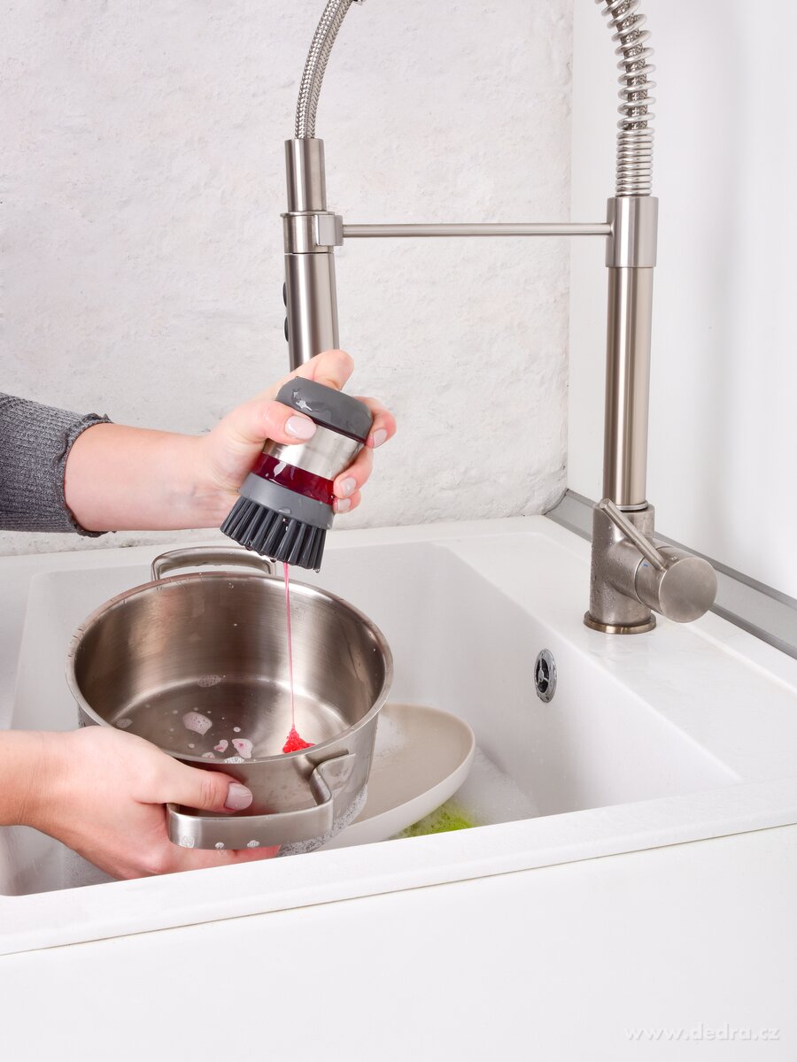 PĚNOKARTÁČ, kartáč s dávkovačem prostředku, na připálené hrnce & pekáče, 50 ml – náhled 3 | Grand Móda