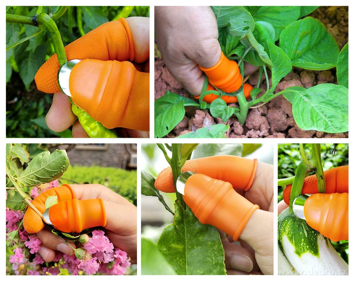 PRSTONŮŽ 2v1, zahradní nůž na zaštipování, bylinky, květy, ovoce & zelenina | Pracovní rukavice | Grand Móda