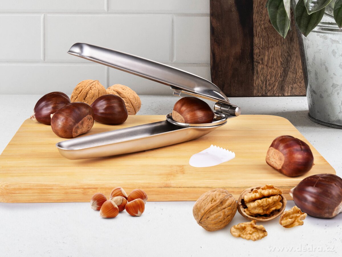 CHEF, 2v1 nerezový louskáček a kleště na ořechy a jedlé kaštany, 16 cm | Vychytávky pro pekaře | Grand Móda