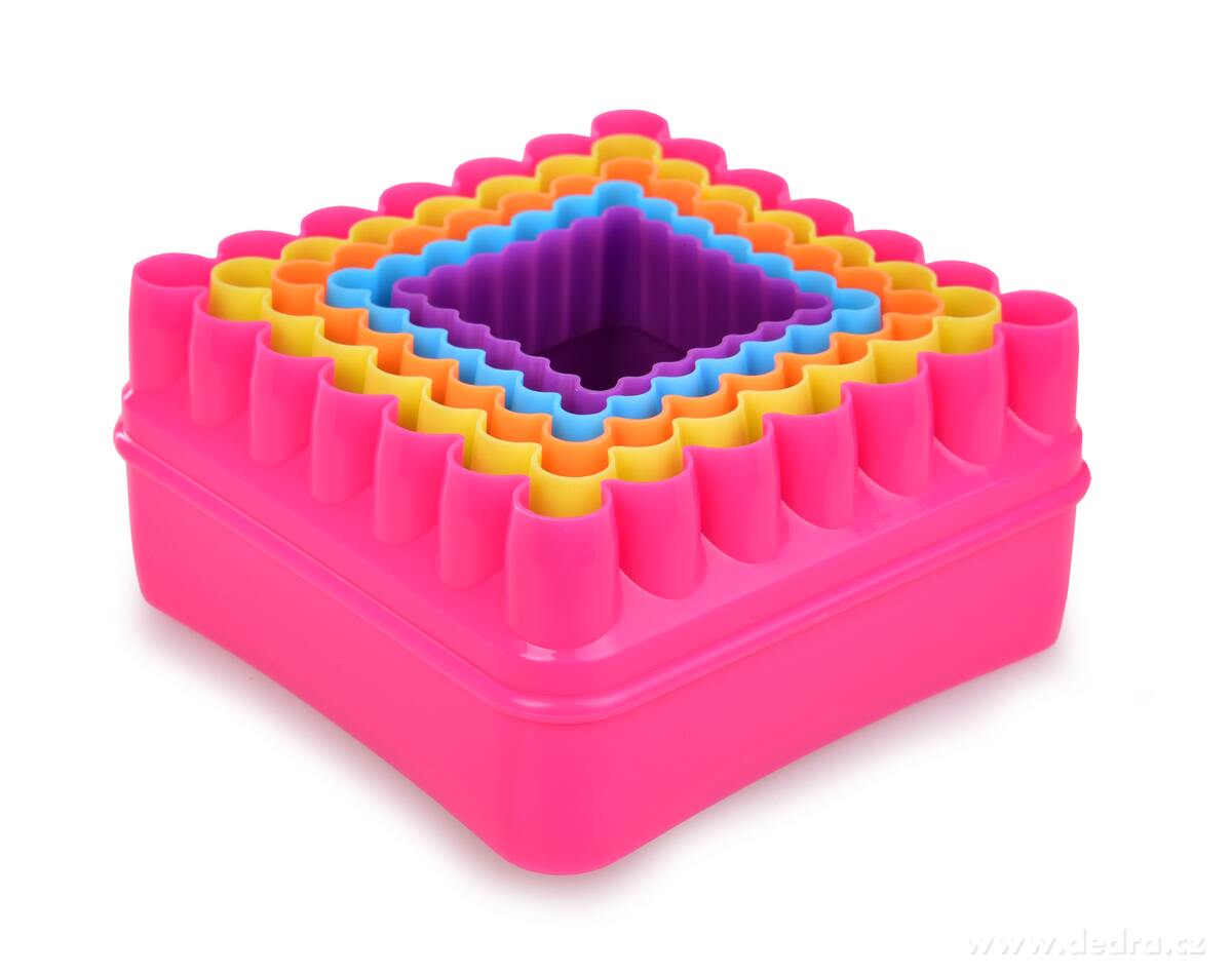 CREMO, oboustranná vykrajovátka ČTVERCE, hladká & vlnitá, 5 ks, na sušenky