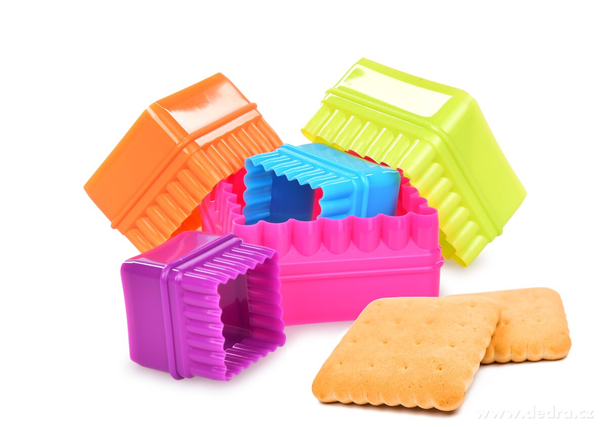 CREMO, oboustranná vykrajovátka ČTVERCE, hladká & vlnitá, 5 ks, na sušenky – náhled 2 | Grand Móda