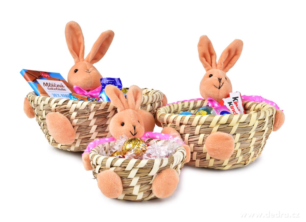 3 ks ošatka z přírodní slámy s veselými zajíci – náhled 4 | Grand Móda