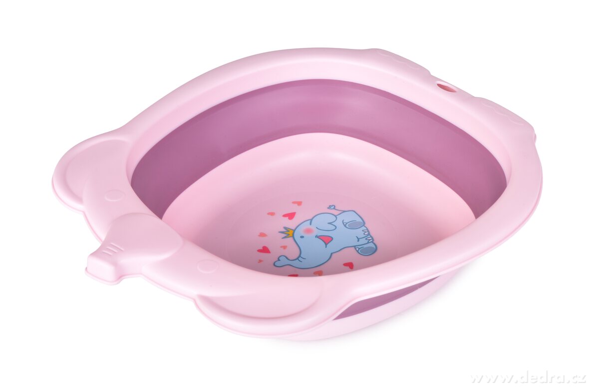 BABY, skládací dětské umyvadlo, multifunkční, s otvorem na zavěšení, motiv slona, růžové | Stoličky a vaničky | Grand Móda