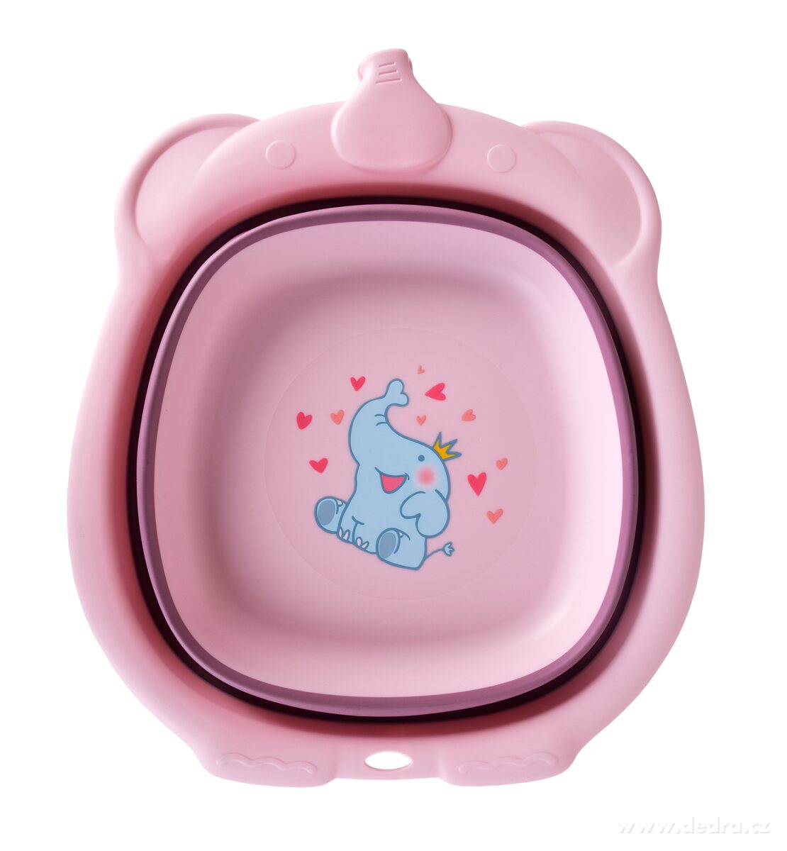 BABY, skládací dětské umyvadlo, multifunkční, s otvorem na zavěšení, motiv slona, růžové – náhled 6 | Grand Móda