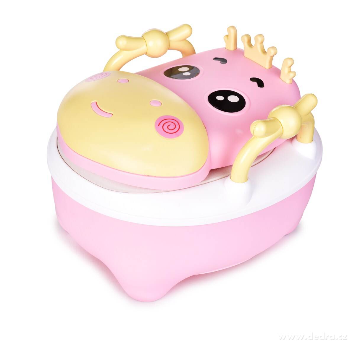 BABY HROCH, dětský nočník s motivem hrošíka, s víkem, uchy a kartáčkem, objem 1500 ml, růžový | Nočníky a pisoáry | Grand Móda