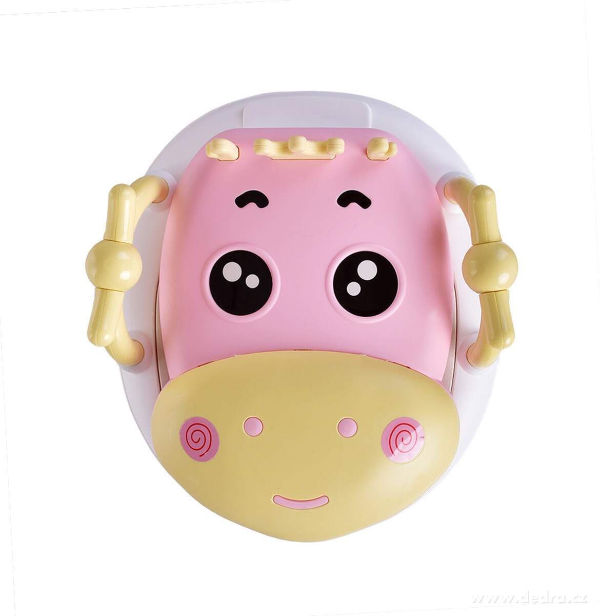 BABY HROCH, dětský nočník s motivem hrošíka, s víkem, uchy a kartáčkem, objem 1500 ml, růžový – náhled 2 | Grand Móda