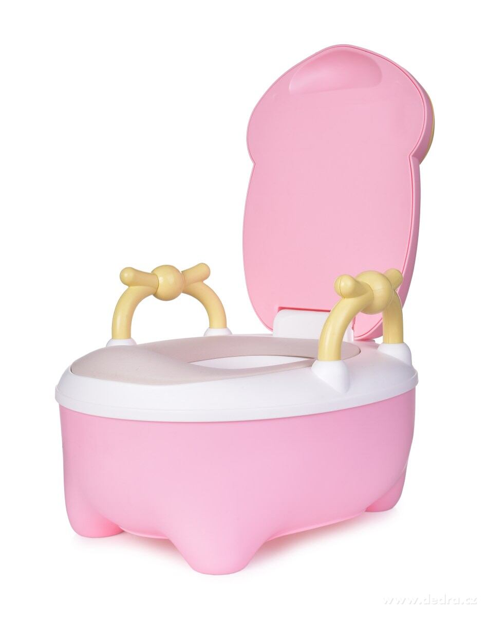 BABY HROCH, dětský nočník s motivem hrošíka, s víkem, uchy a kartáčkem, objem 1500 ml, růžový – náhled 4 | Grand Móda