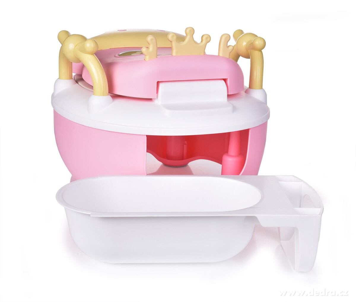 BABY HROCH, dětský nočník s motivem hrošíka, s víkem, uchy a kartáčkem, objem 1500 ml, růžový – náhled 6 | Grand Móda