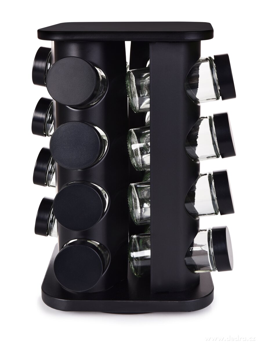 CAROUSEL, kořenkový kolotoč černý, 16 kořenek, 4patrový otočný stojan na koření 360° – náhled 2 | Grand Móda