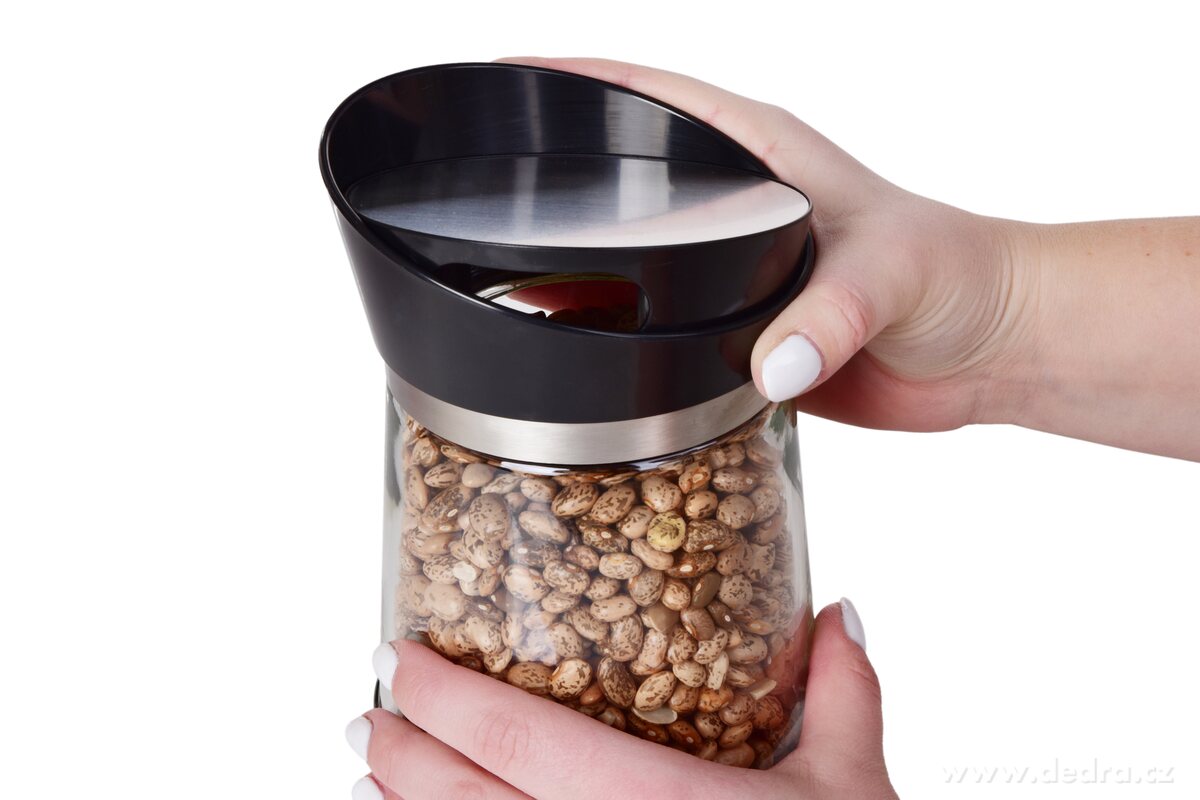 BOROSIL, 600 ml + 900 ml + 1200 ml, skleněné dózy na sypké potraviny s otočným dávkovacím víkem – náhled 6 | Grand Móda