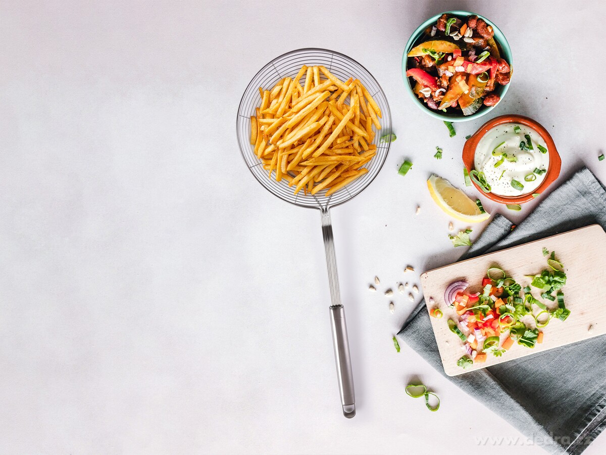 FRITOSÍTO, XXL fritovací nerezové síto – cedník, 42 cm, Ø 17 cm – náhled 4 | Grand Móda