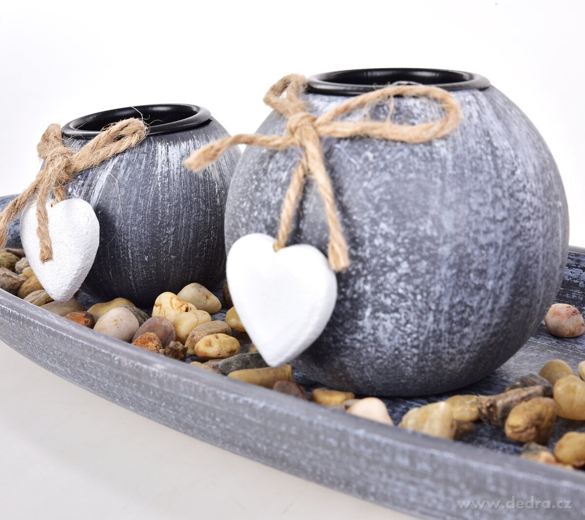 39 cm sada 3 svícnů na dřevěném podstavci – náhled 2 | Grand Móda