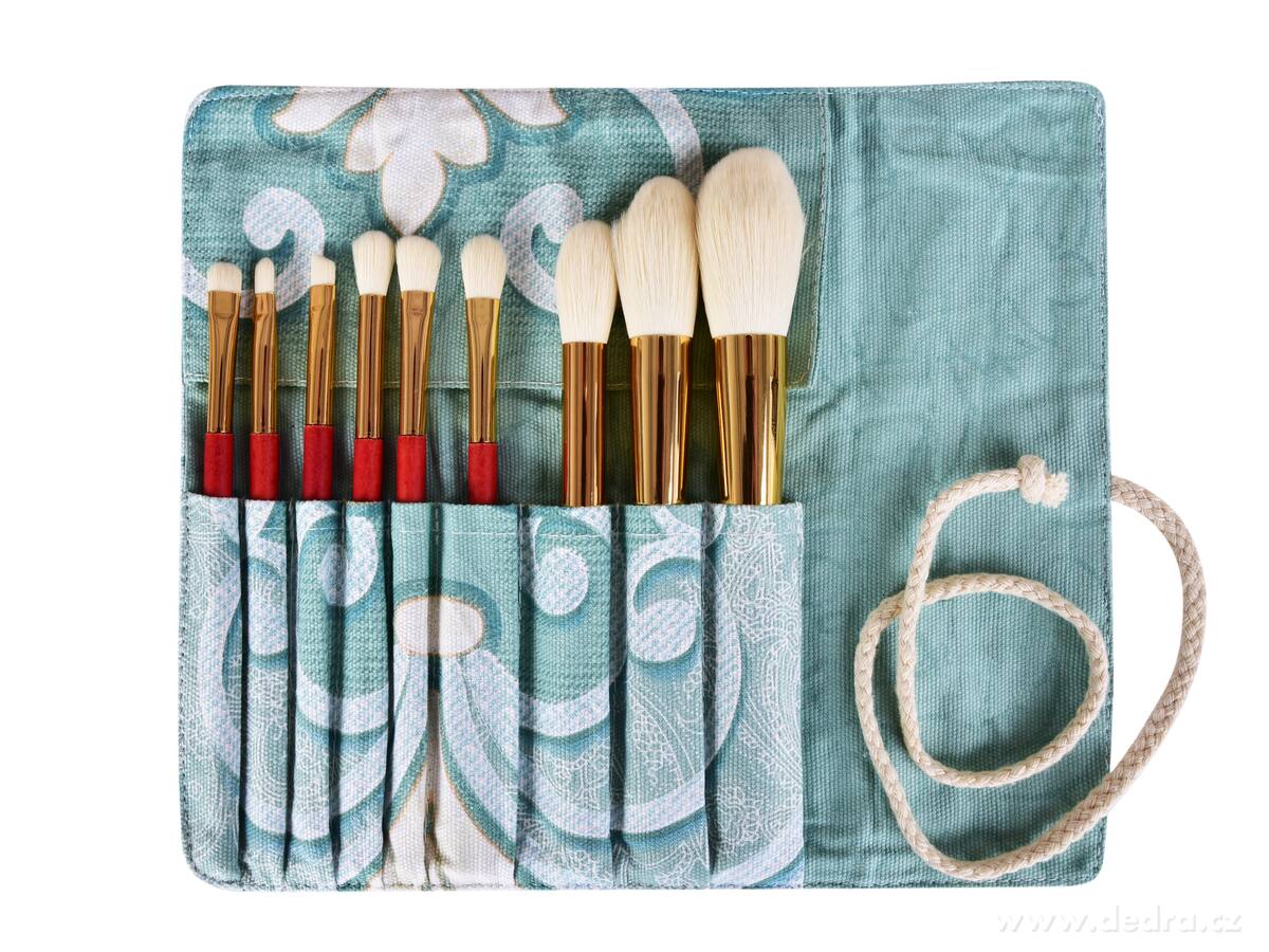 BEAUTY, 9 ks profesionálních přírodních štětců na make-up, s látkovým pouzdrem, sada pro líčení, mátová | Líčení a make up | Grand Móda