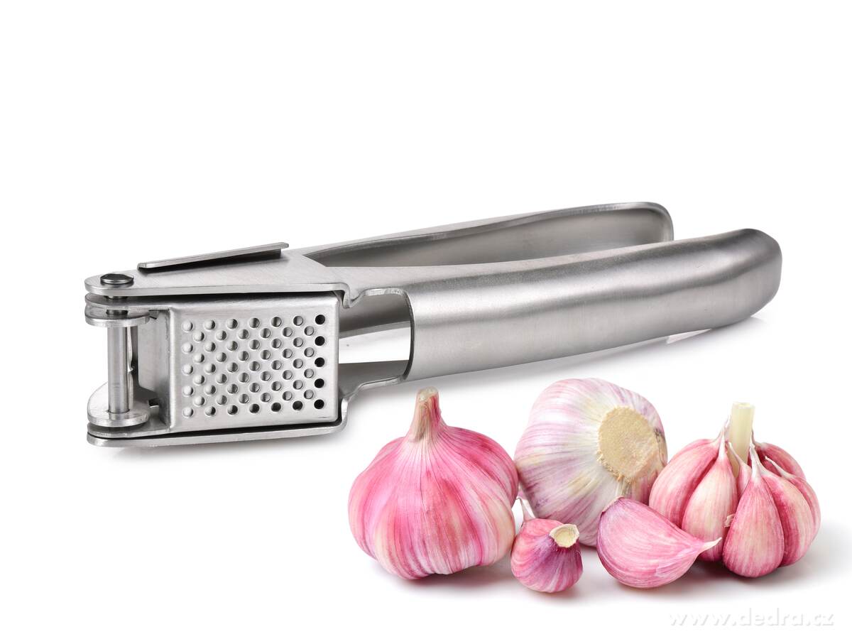 GOURMET, Masivní nerezový lis na česnek, 17 cm, ČESNEKÁTOR, Výklopná lisovací komora – náhled 2 | Grand Móda