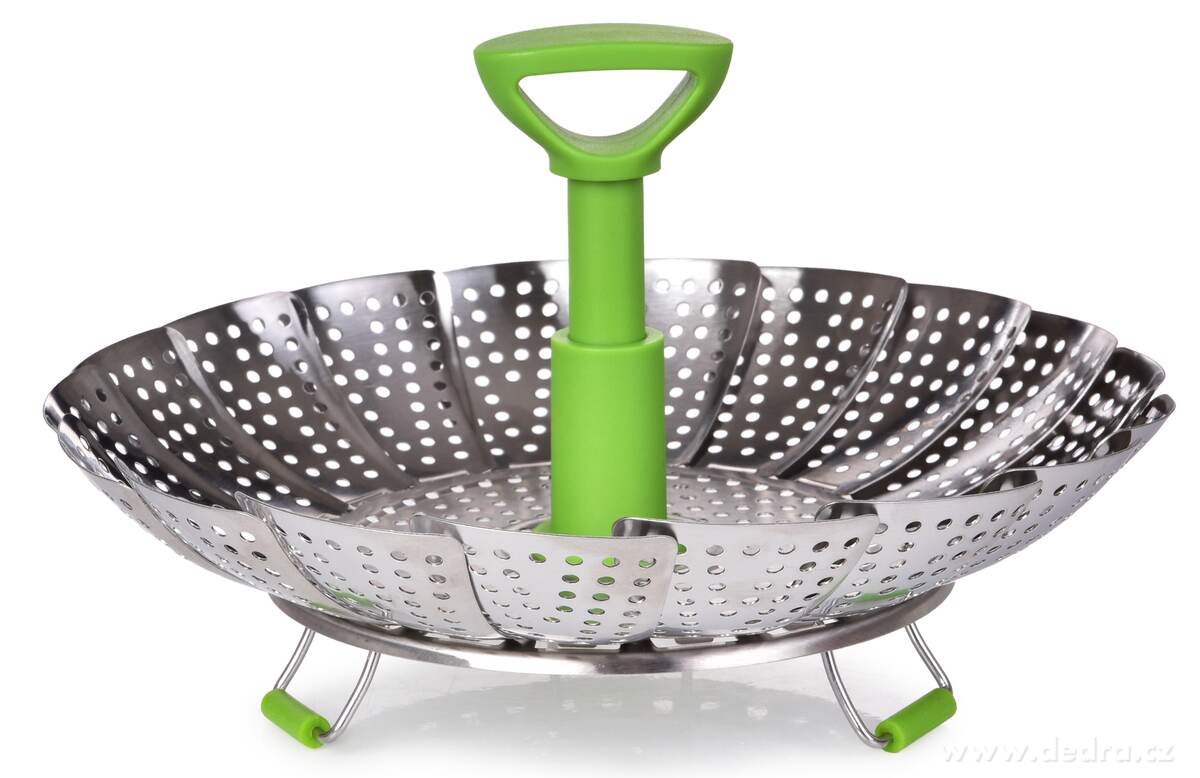 NAPAŘÁTOR, 27 cm nerezový napařovací cedník s teleskopickou rukojetí, průměr 18–27 cm | Cedníky a sítka | Grand Móda