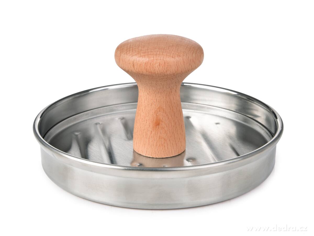 HAMBÁTOR, nerezový masivní lis na hamburgery s dřevěnou rukojetí, Ø 13 cm – náhled 4 | Grand Móda