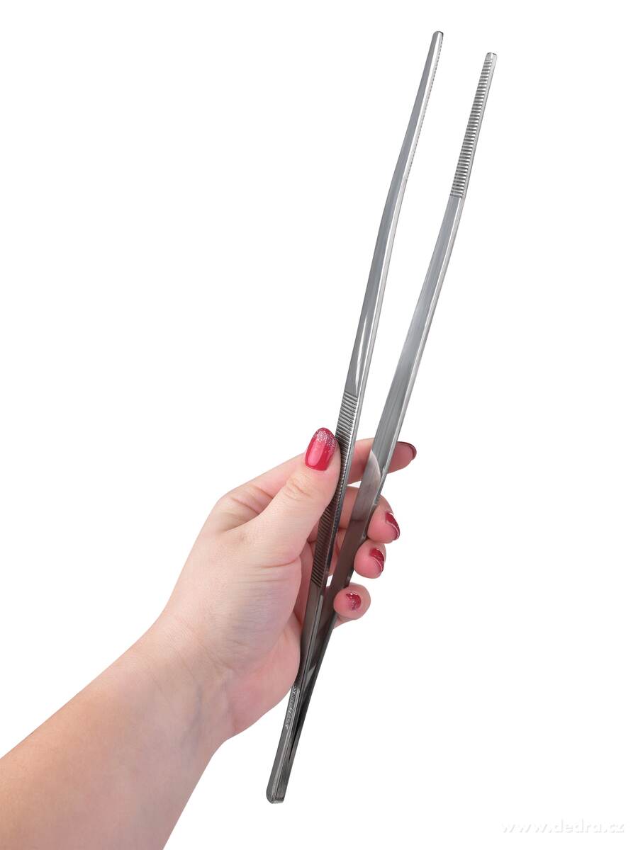 GOURMET, Nerezová kuchyňská pinzeta, 30 cm, Protiskluzové drážky