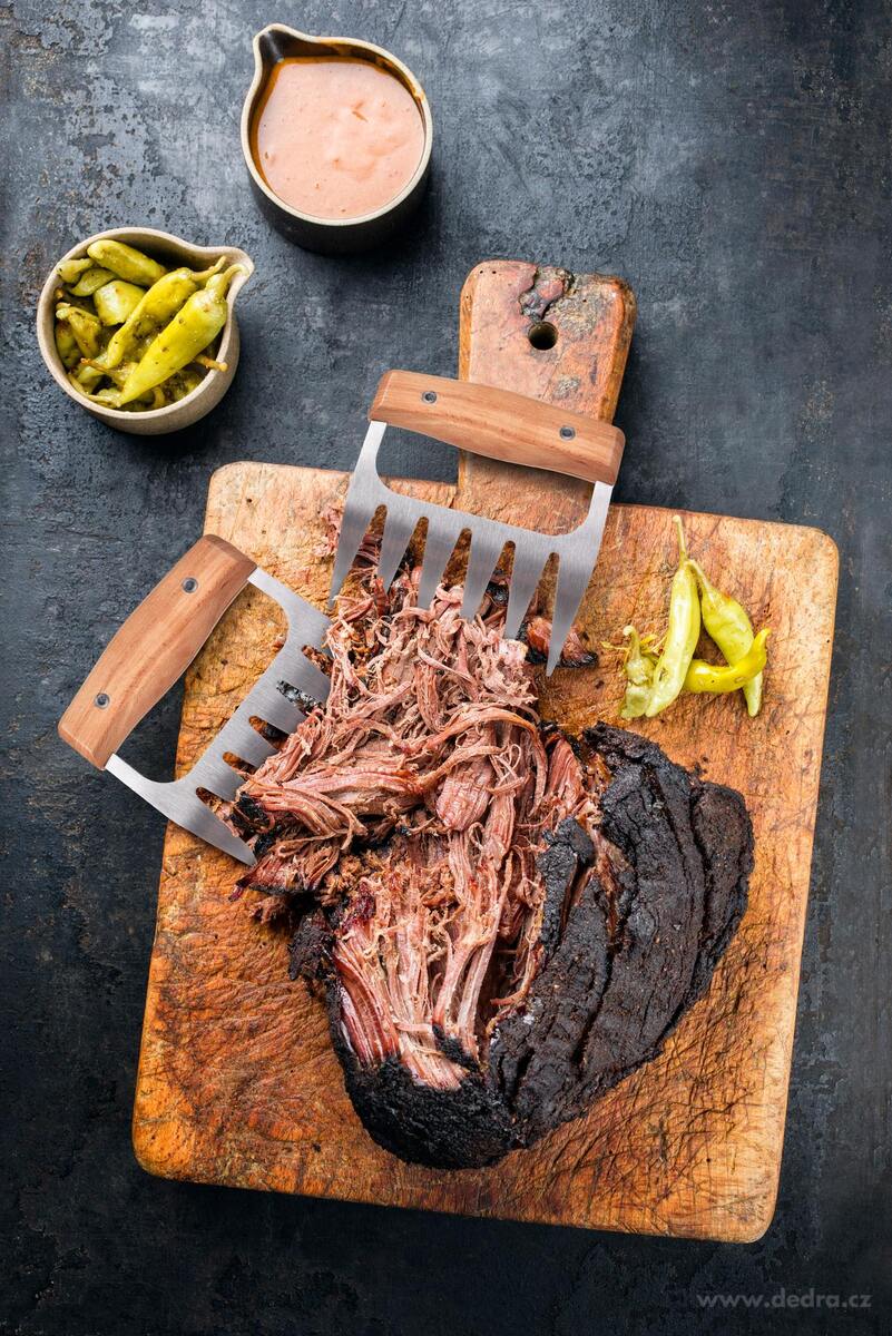 SADA 1+1 DRAP├üTOR | Masov├Ż dr├íp s d┼Öev─Ťnou rukojet├ş | Na trhan├ę maso & grilov├ín├ş - obr├ízek 5 | No┼że, n┼»┼żky a prk├ęnka | Grand M├│da