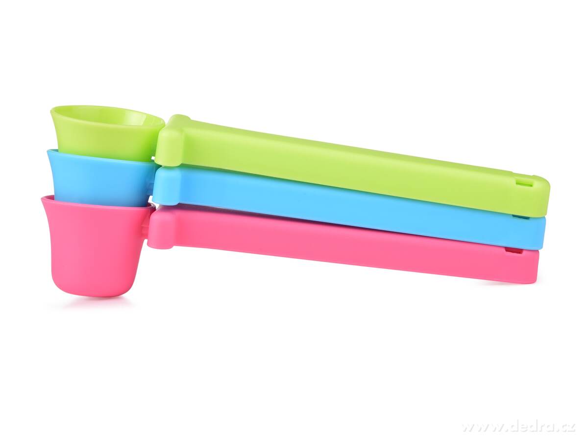 KLIPODMĚRKA, sada 3 odměrek s klipem, na uzavírání sáčků a dávkování kávy, čaje, koření – náhled 4 | Grand Móda