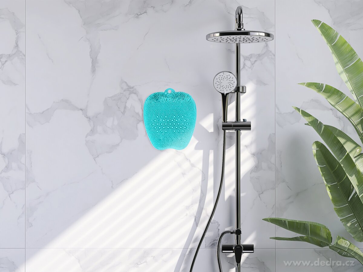 2v1 NA ZÁDA a NA NOHY, kartáč s přísavkami na stěnu i podlahu, tyrkysový – náhled 4 | Grand Móda